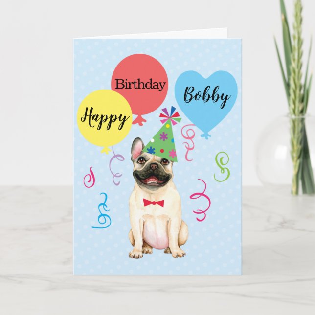 Tarjeta de Bulldog francesa de los globos de la fi (Anverso)