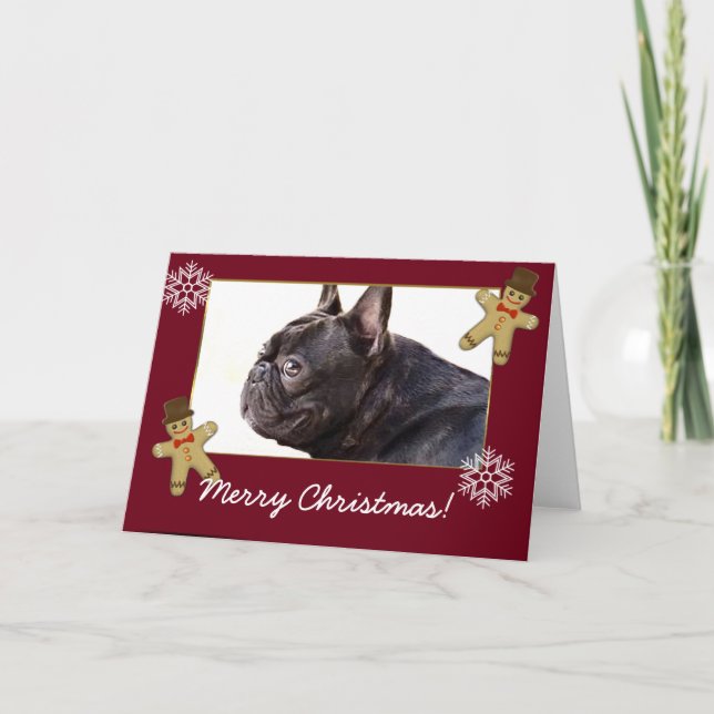 Tarjeta de Bulldog francesa Feliz Navidad (Anverso)