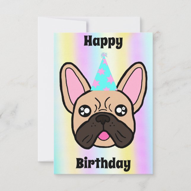 Tarjeta de Bulldog francesa Happy Birthday persona (Anverso)