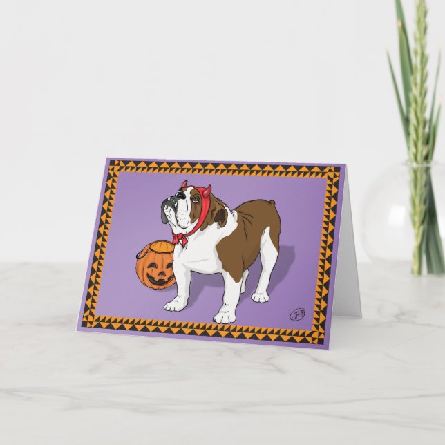 Tarjeta de bulldog Halloween (Anverso)