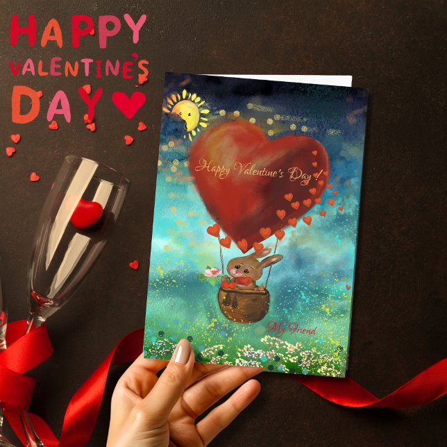 Tarjeta de Bunny enviando amor (Bunny sending Love Birthday Valentines Day Card)