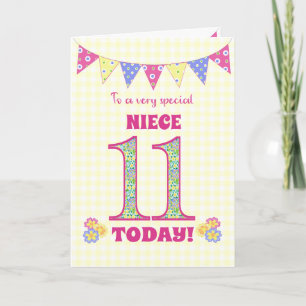 Tarjeta de Bunting y Primroses de Cumpleaños de la