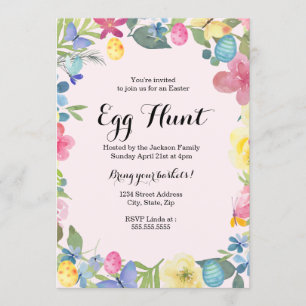Tarjeta de búsqueda de huevos de Pascua florales