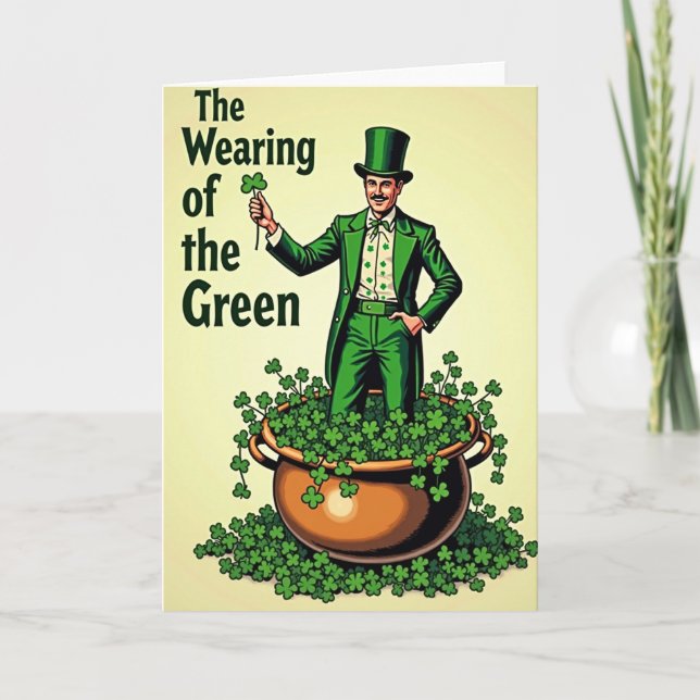 Tarjeta de caballero verde que lleva shamrock (Anverso)