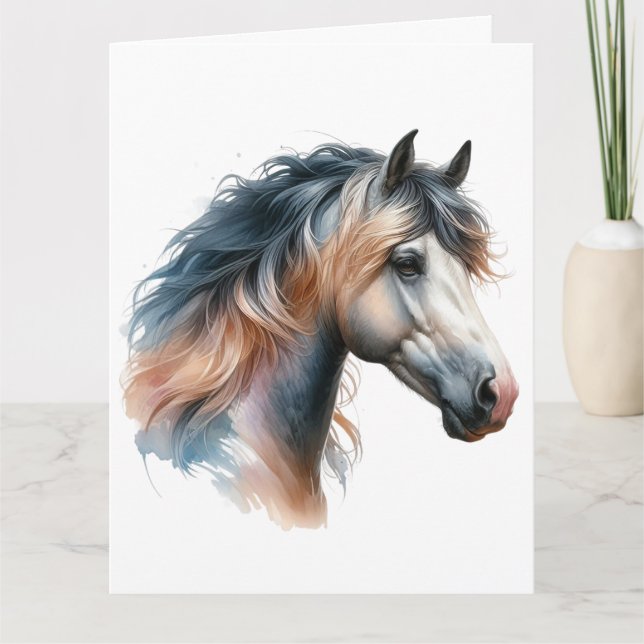 Tarjeta de caballo acuarela (Anverso)