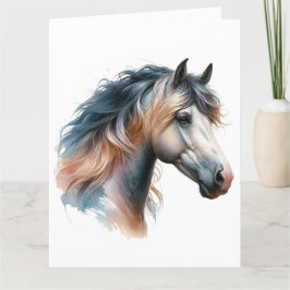 Tarjeta de caballo acuarela