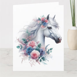 Tarjeta de caballo acuarela