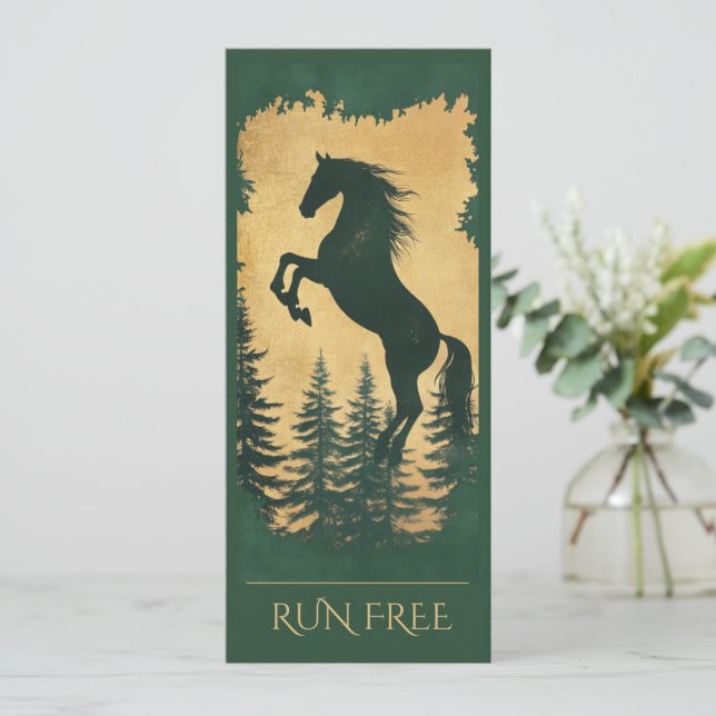 Tarjeta de Caballo de Bosque Salvaje — Corre Libre (Anverso de pie)
