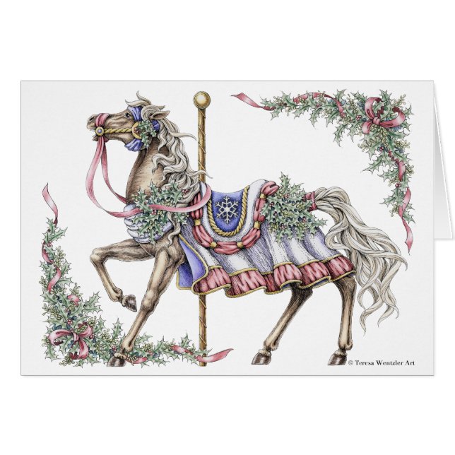 Tarjeta de Caballo de Carusel de Invierno (Anverso (Horizontal))
