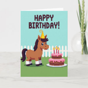 Tarjeta de caballo de píxeles alegres