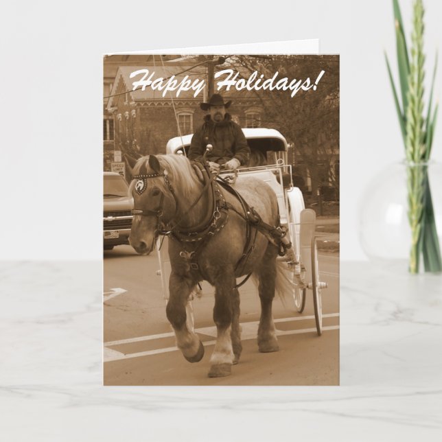 Tarjeta de caballo de vacaciones felices (Anverso)