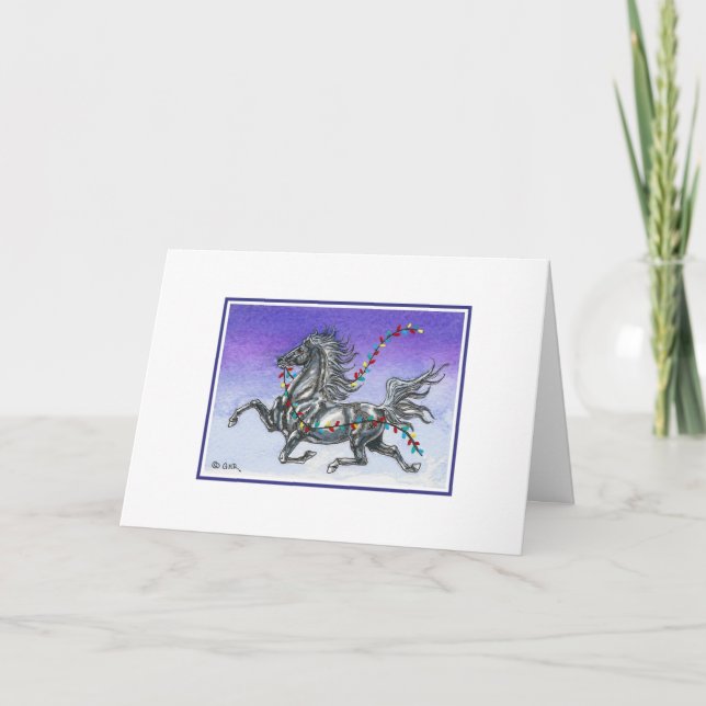 Tarjeta de caballo divertida para Navidades (Anverso)