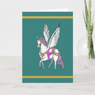 Tarjeta de caballo Pegasus de carrusel vintage dan