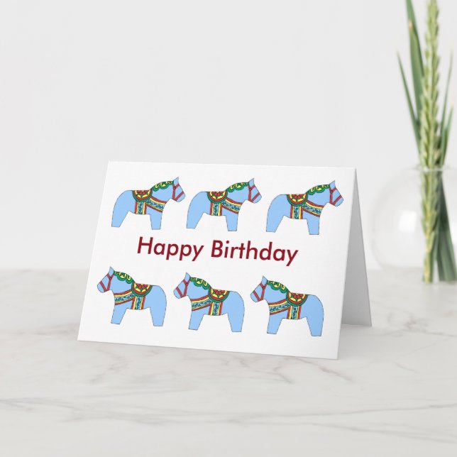 Tarjeta de caballos de la Dala Azul de Cumpleaños (Anverso)