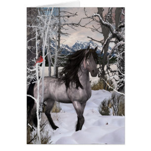 Tarjeta de caballos de los deseos de invierno de 2