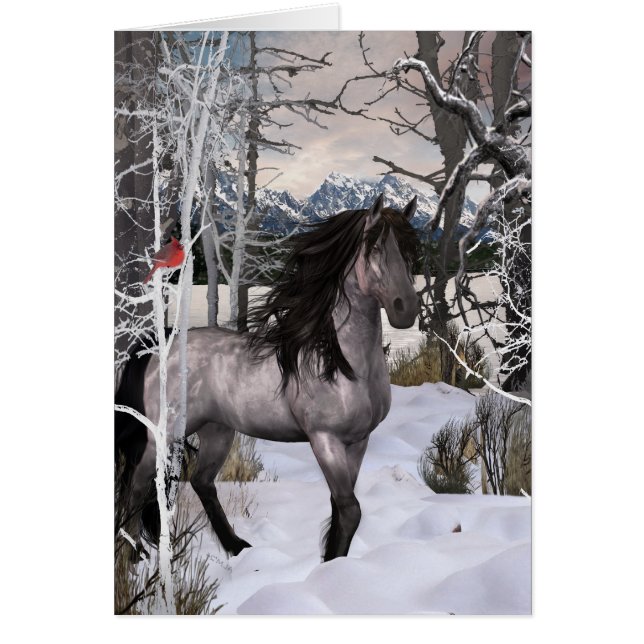 Tarjeta de caballos de los deseos de invierno de 2 (Frente)