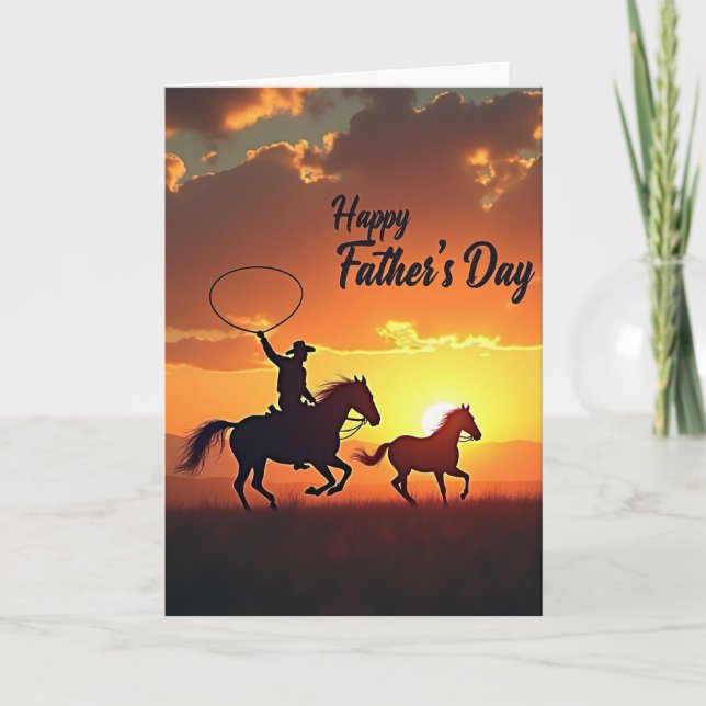Tarjeta de caballos del Día del Padre ardiente (Anverso)