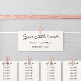 Tarjeta de cabecera de la tabla de asientos colgan