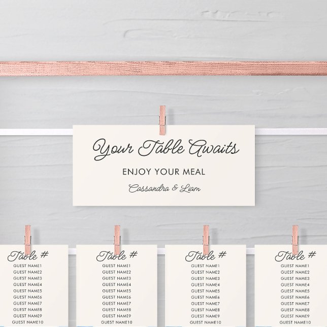 Tarjeta de cabecera de la tabla de asientos colgan (Seating Chart Header Card from the Summer Beach Wedding Collection by Darling & May)