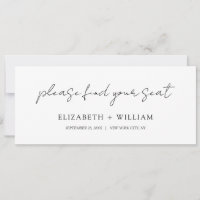 Tarjeta de cabecera de mesa de Boda de guiones del