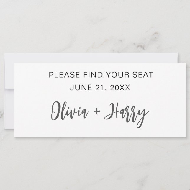 Tarjeta de cabecera de mesa de Boda moderada mínim (Anverso)