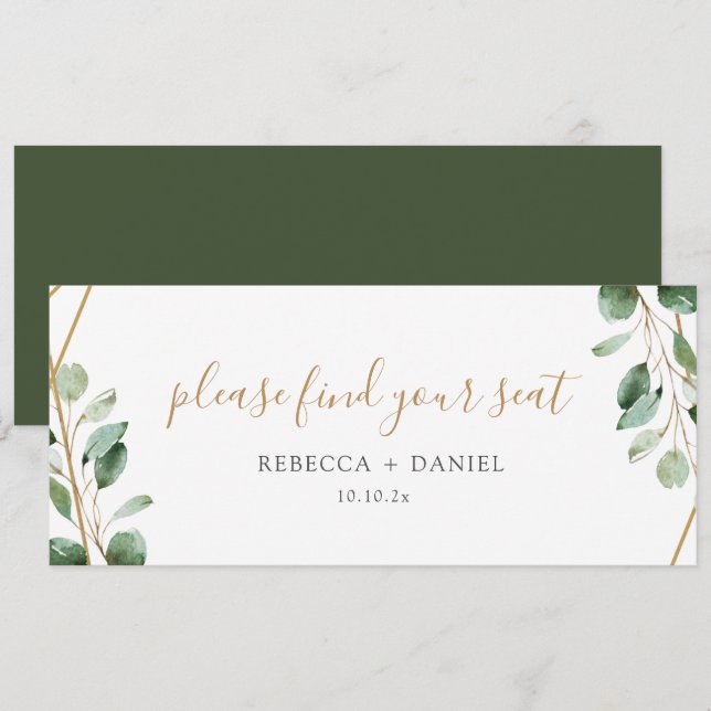 Tarjeta de cabecera Gold Geometric Greenery Table (Anverso / Reverso)