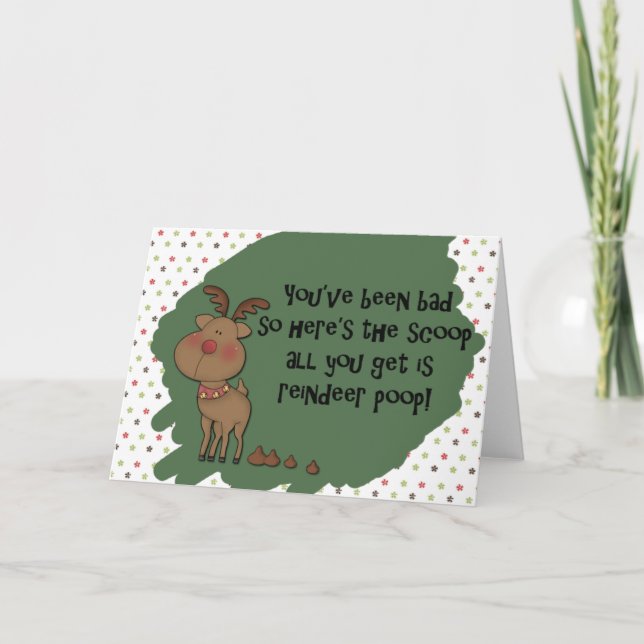 Tarjeta de caca de reno para Navidades divertidos (Anverso)