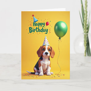 Tarjeta de cachorro con lunares alegres