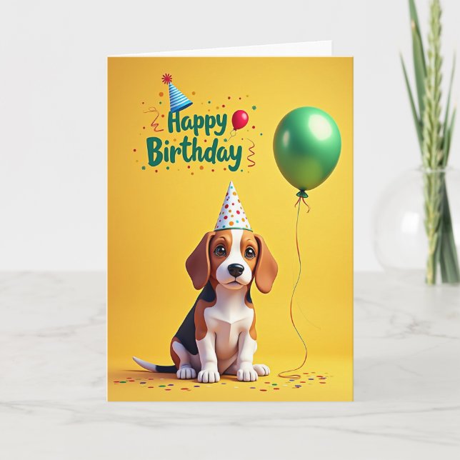 Tarjeta de cachorro con lunares alegres (Anverso)