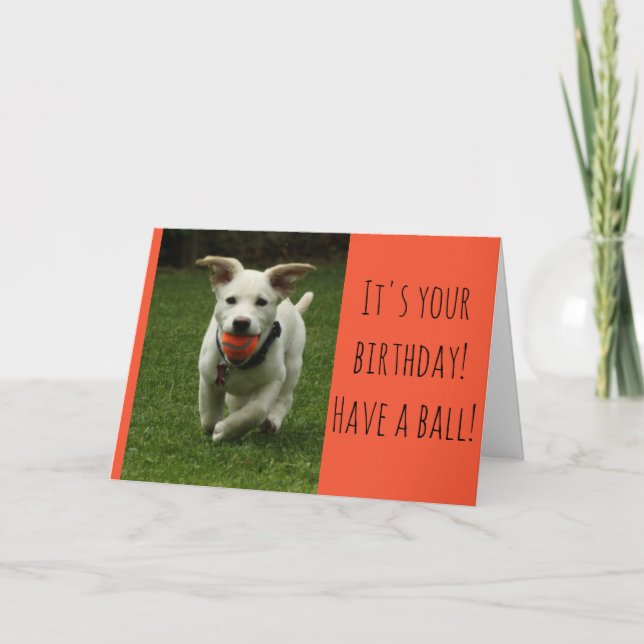 Tarjeta de cachorro con pelota (Anverso)