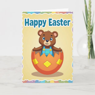Tarjeta de cachorro de oso de huevo de diamante