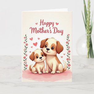 Tarjeta de cachorro del día de la madre amoroso