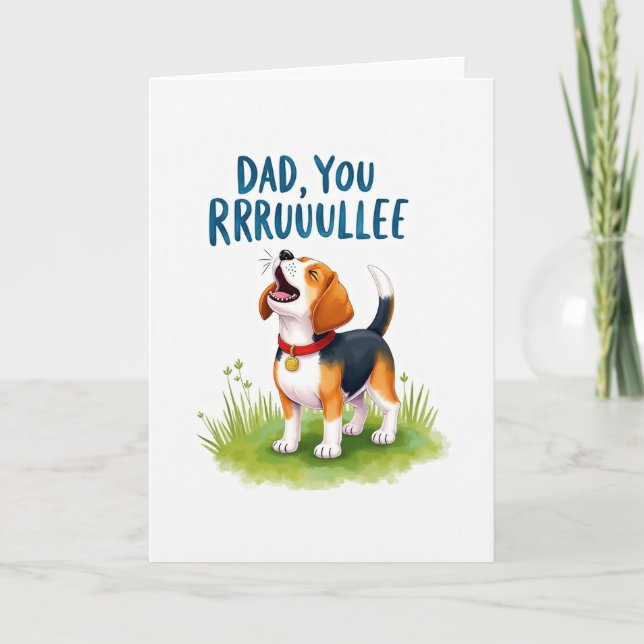 Tarjeta de cachorro del Día del Padre alegre (Anverso)