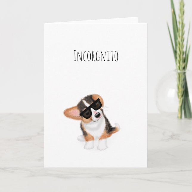 Tarjeta de cachorro Incorgnito corgi (Anverso)