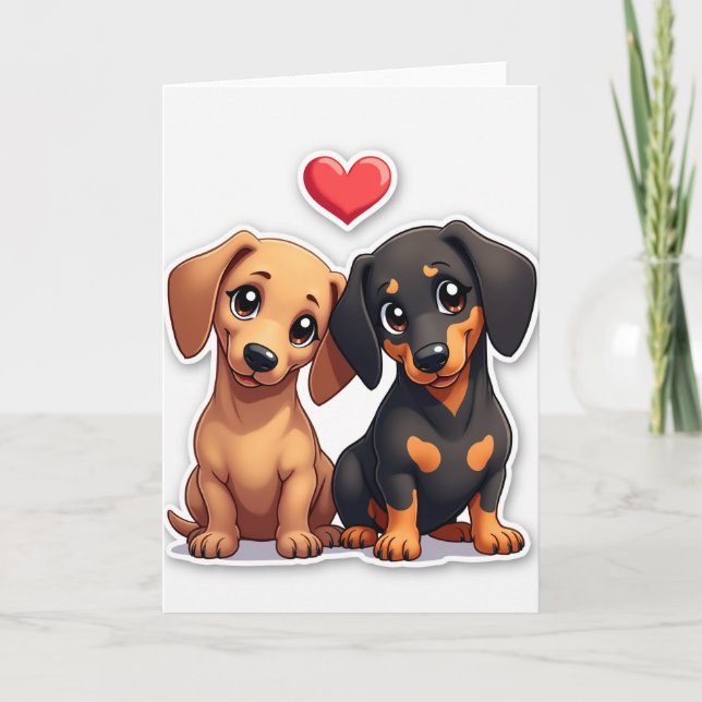 Tarjeta de cachorros de Dachshund (Anverso)