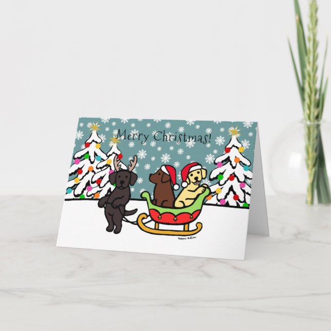 Tarjeta de Cachorros de Labrador y Navidades de Sl (Anverso)