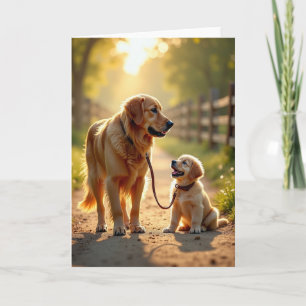 Tarjeta de cachorros del Día del Padre iluminada p