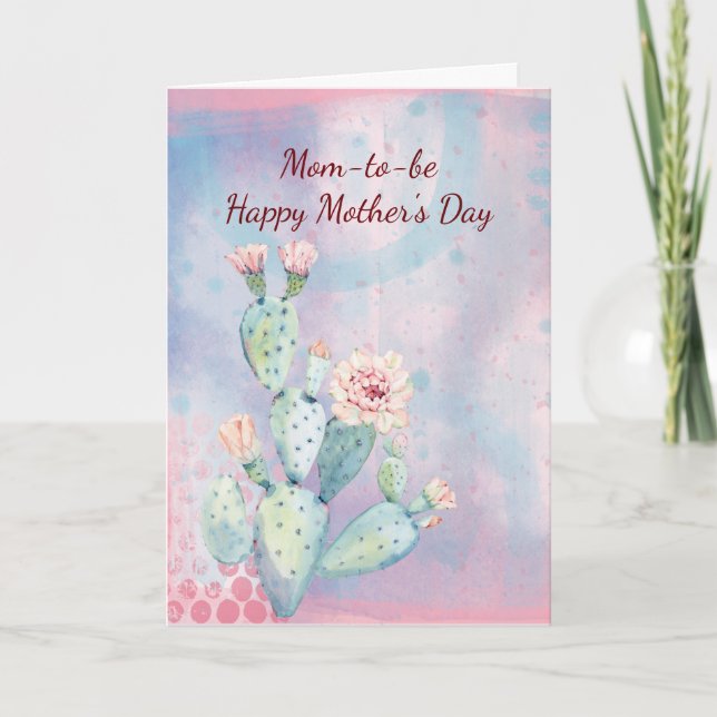 Tarjeta de cactus acuarela del día de la madre (Anverso)