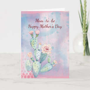 Tarjeta de cactus acuarela del día de la madre