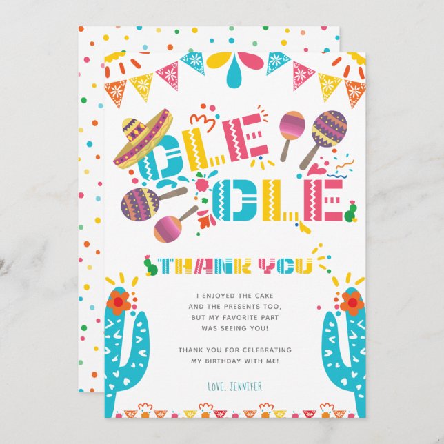 Tarjeta de Cactus para Fiesta de Agradecimiento Me (Anverso / Reverso)