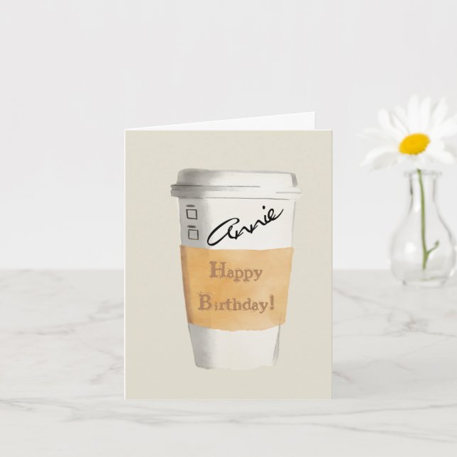 Tarjeta de café de cumpleaños feliz personalizada (Planta pequeña)