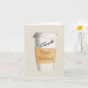 Tarjeta de café de cumpleaños feliz personalizada