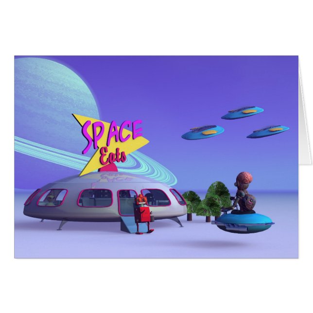 Tarjeta de café Space Eats (Anverso (Horizontal))