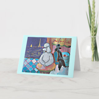 Tarjeta de cafetera Paris Poodles de arte impresio
