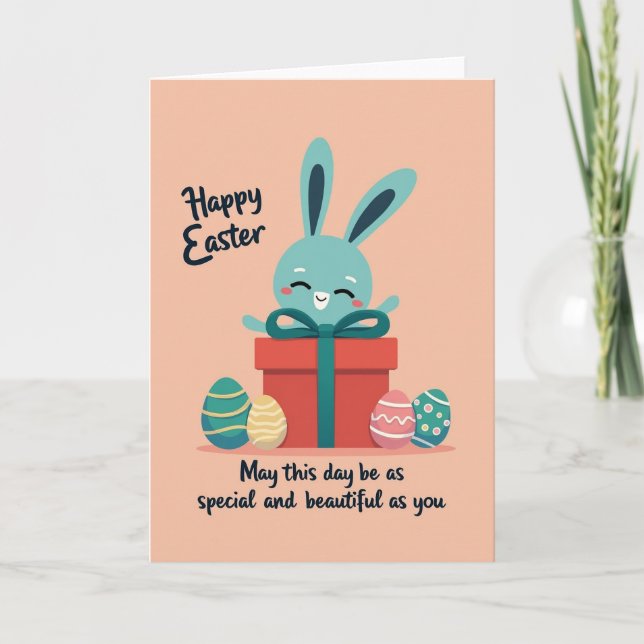 Tarjeta de caja de regalo de conejo acuático (Anverso)