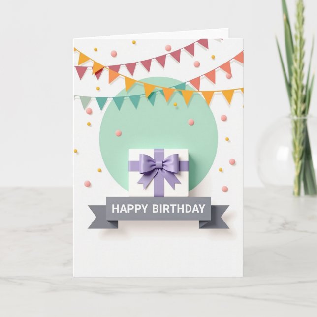 Tarjeta de caja de regalo de cumpleaños elegante (Anverso)