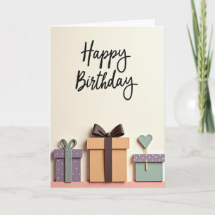 Tarjeta de caja de regalo de cumpleaños refinada