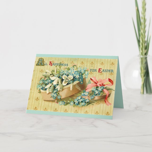 Tarjeta de caja Gorra Vintage Easter Flowers (Anverso)