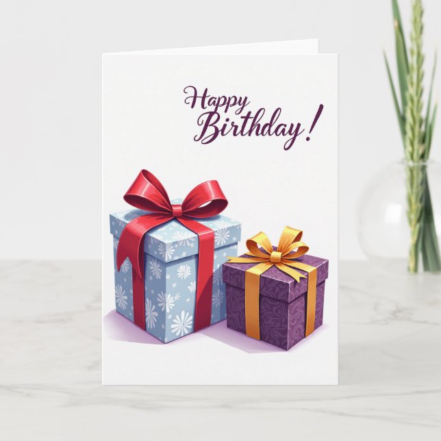 Tarjeta de cajas de cumpleaños envueltas (Anverso)