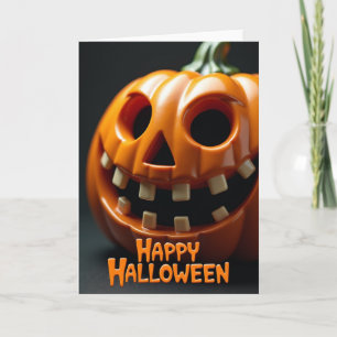 Tarjeta de calabaza brillante de Halloween feliz